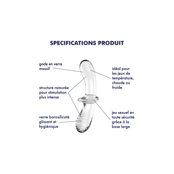 Gode en verre borosilicaté massif transparent Double Crystal Satisfyer 